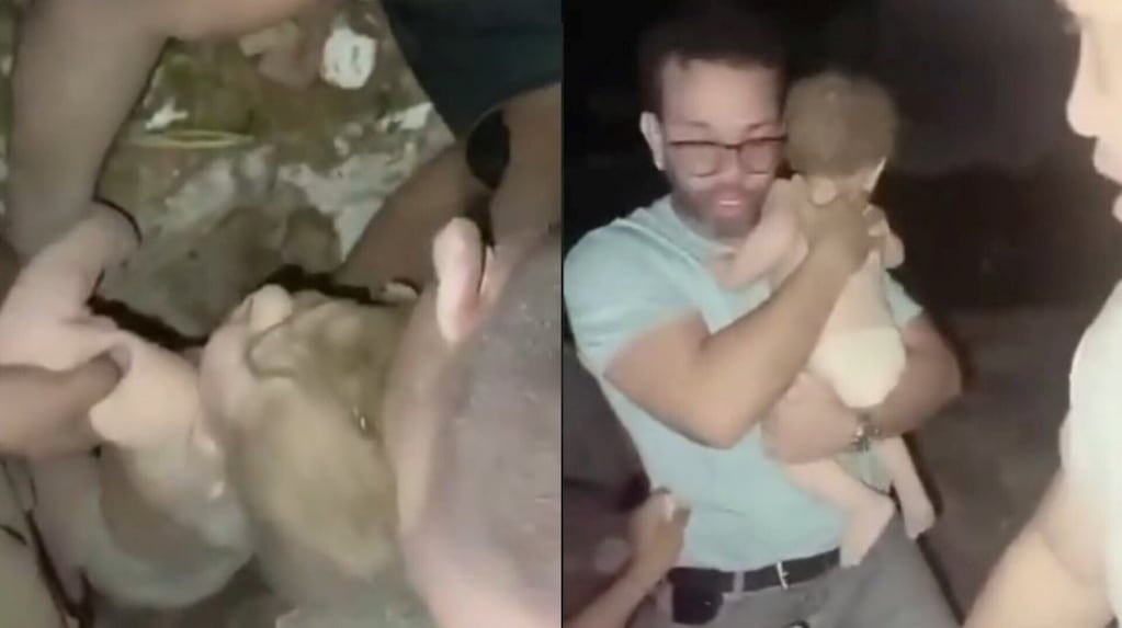 Rescate de una bebé entre escombros en Venezuela