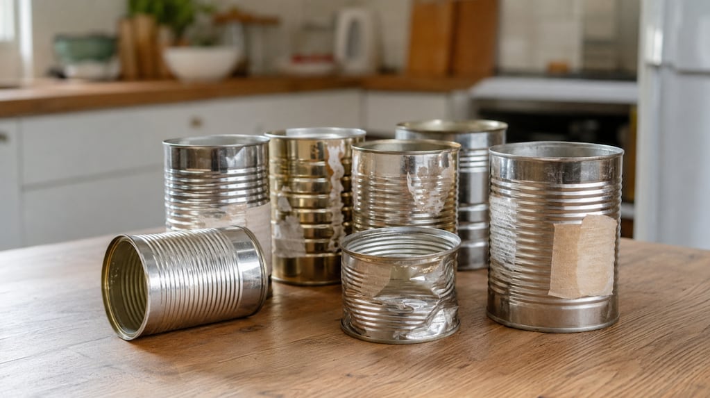 Latas reutilizadas como organizadores en el hogar