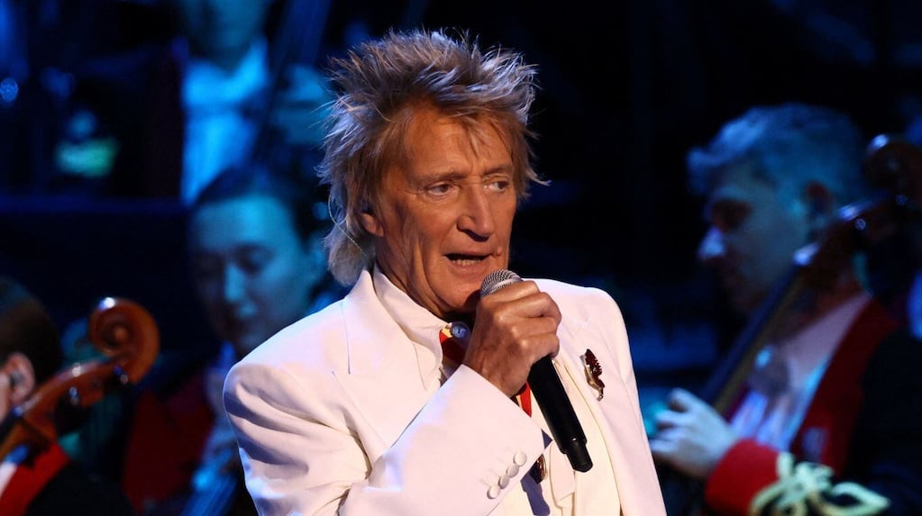 Rod Stewart durante un concierto