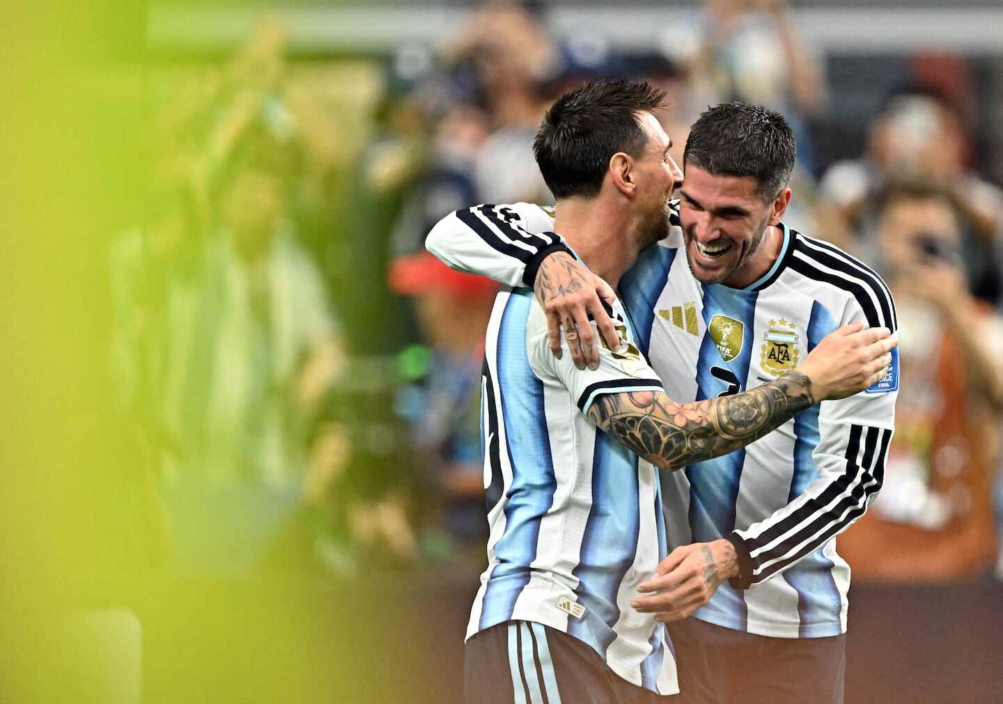 Rodrigo De Paul y Lionel Messi celebran tras un gol en el Mundial 2026