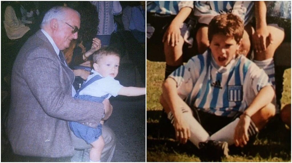 Rodrigo De Paul en un partido de fútbol homenajeando a su abuelo