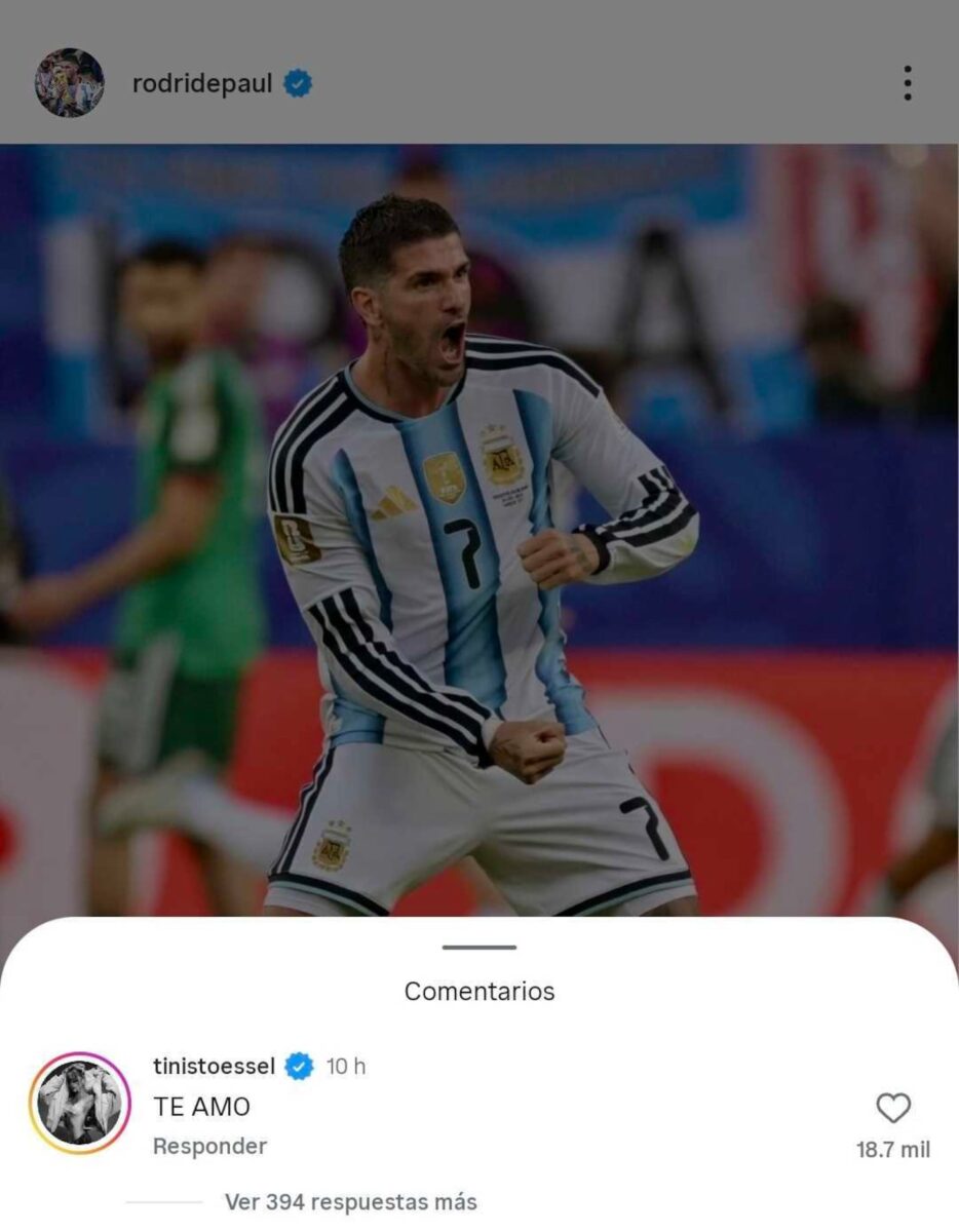 Rodrigo De Paul celebra tras la victoria de Argentina en el Mundial 2026 con un mensaje de amor de Tini Stoessel