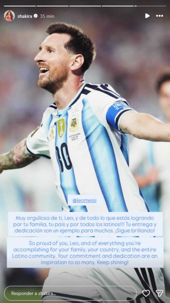 Shakira celebra la actuación de Lionel Messi en el Mundial 2026 con un mensaje emotivo