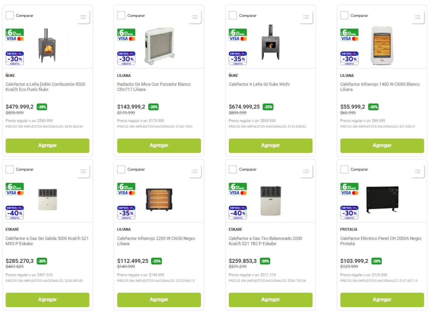 Estufas eléctricas en oferta en supermercados argentinos
