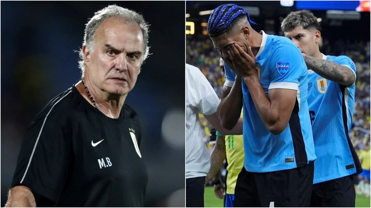 Marcelo Bielsa y jugadores de la selección de Uruguay en reunión previa al partido del Mundial 2026