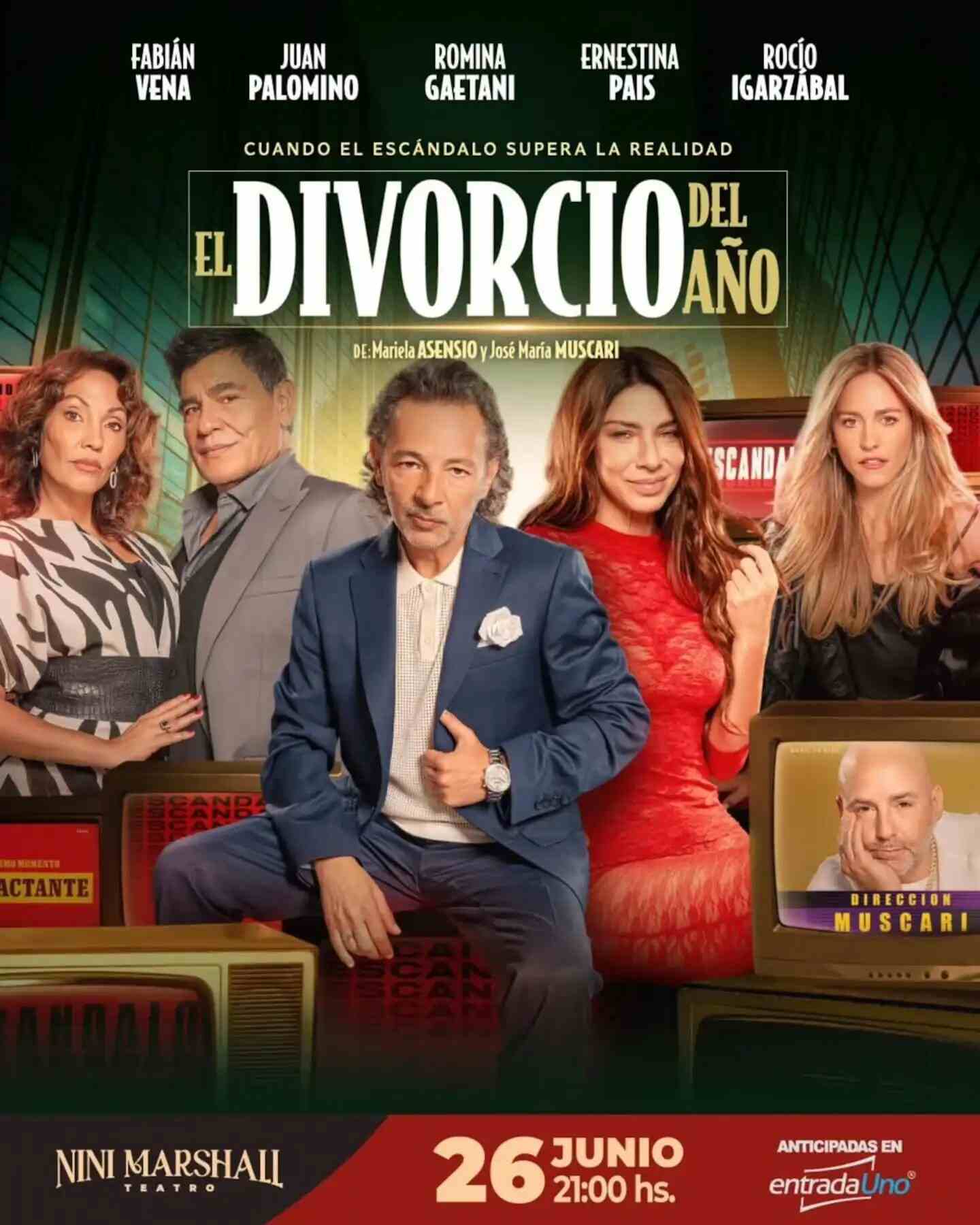 Cartel de la obra 'El Divorcio del Año' con el elenco principal