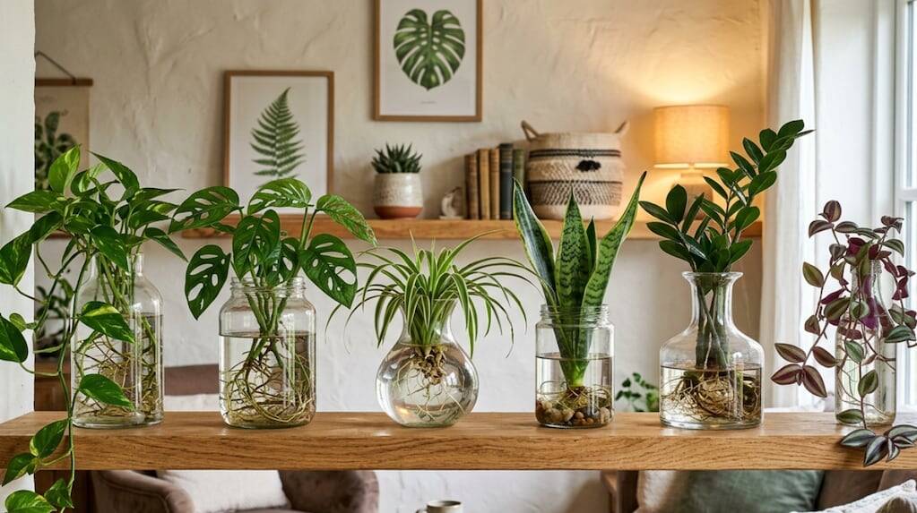 Plantas de interior que crecen en agua