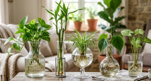 Plantas de interior que crecen en agua