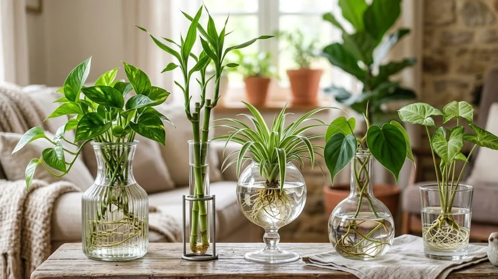 Plantas de interior que crecen en agua