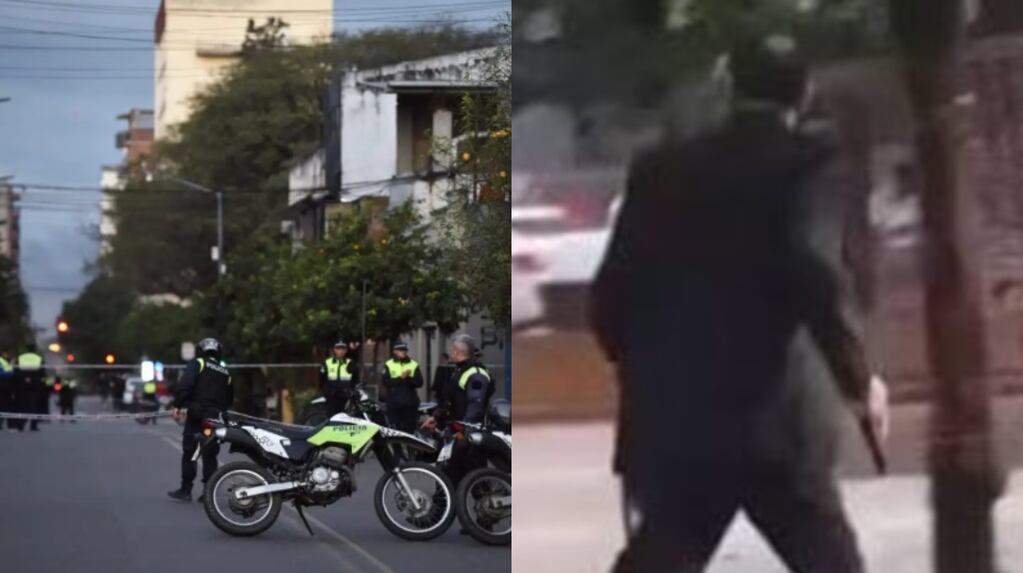 Escena del ataque en Tucumán donde un hombre disparó a un cuidacoches