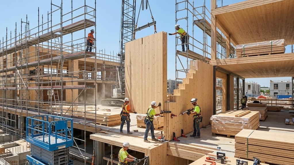 Innovador sistema de construcción con bloques de madera