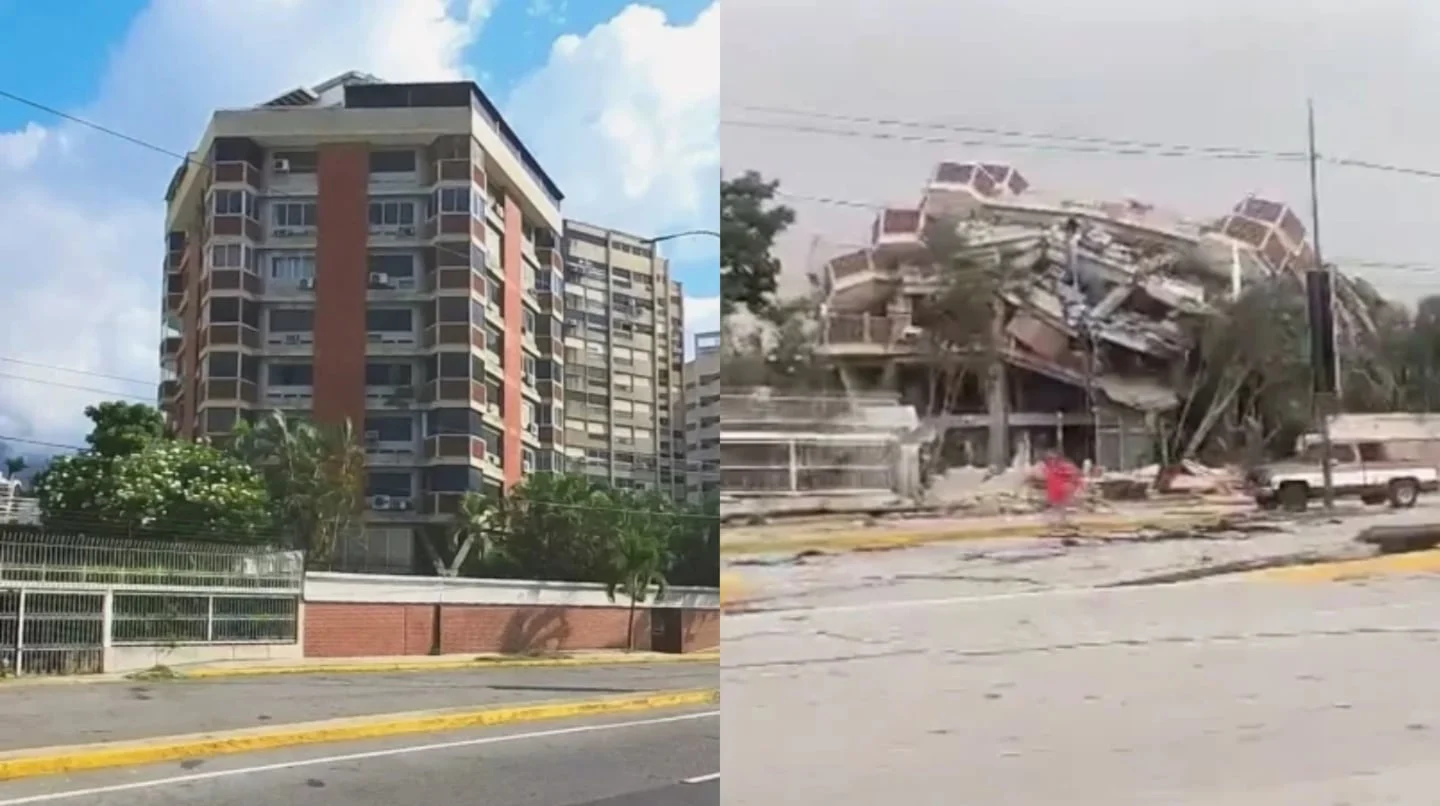 Edificio colapsado en La Guaira tras el terremoto en Venezuela