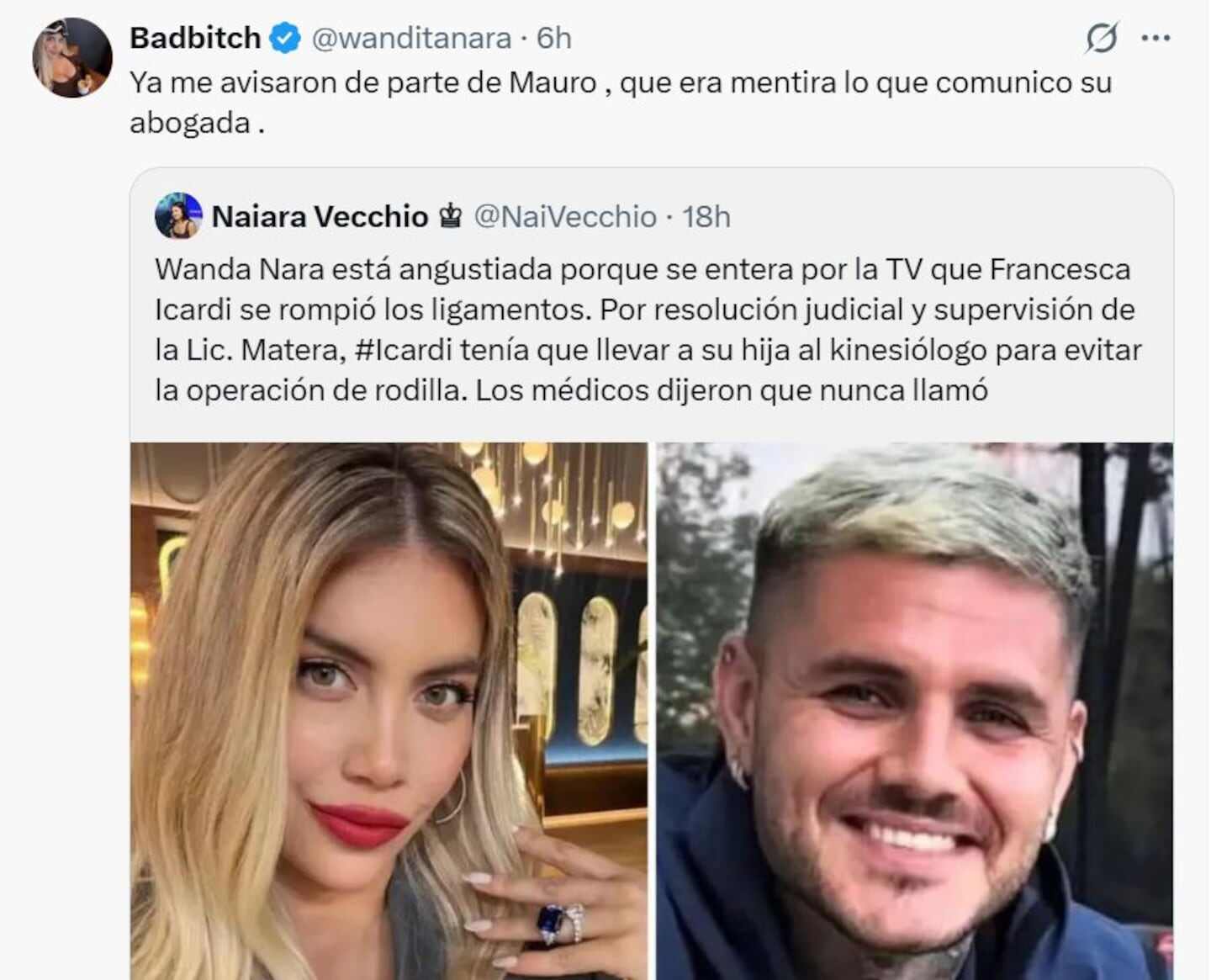 Wanda Nara y Mauro Icardi discuten sobre la salud de su hija Francesca