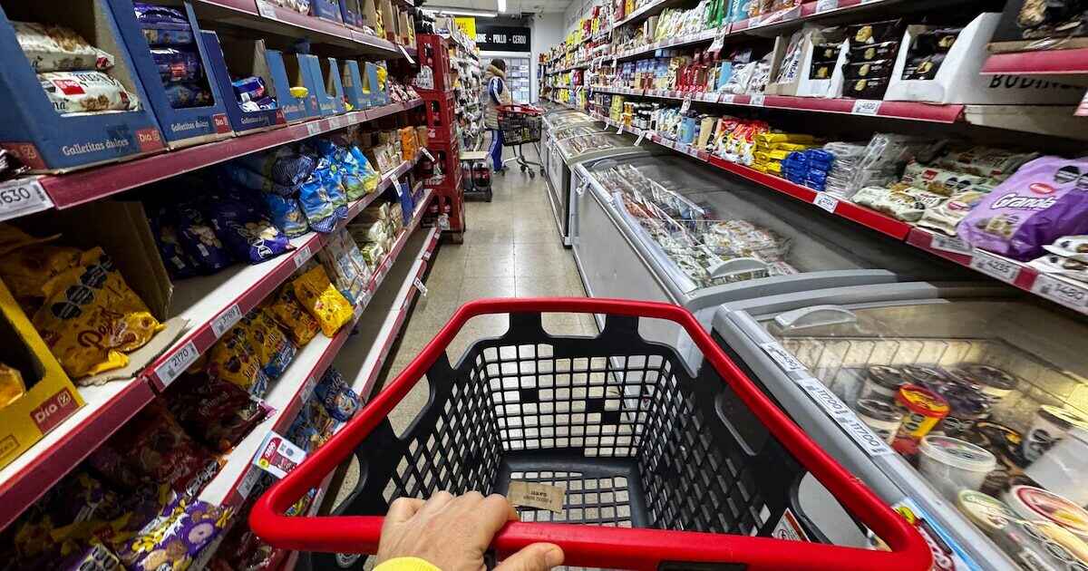 Gráfico de ventas en supermercados en Argentina