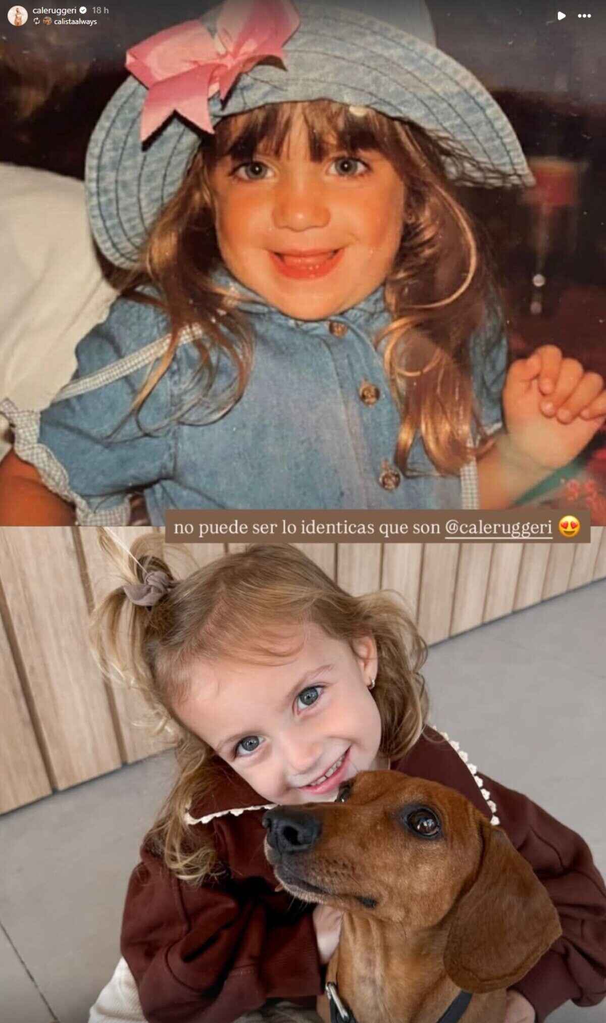 Cande Ruggeri de niña junto a su hija Vita, ambas sonriendo y mostrando un gran parecido