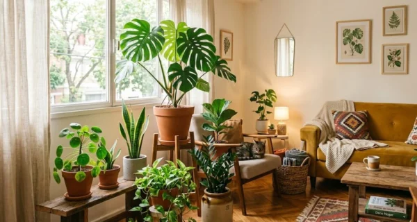 Plantas de interior en diferentes tipos de macetas
