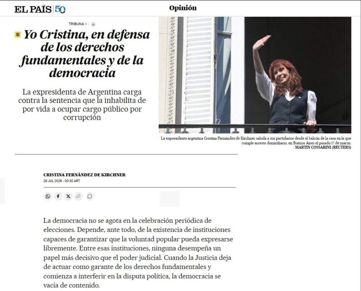 Cristina Kirchner defendiendo los derechos fundamentales en un discurso