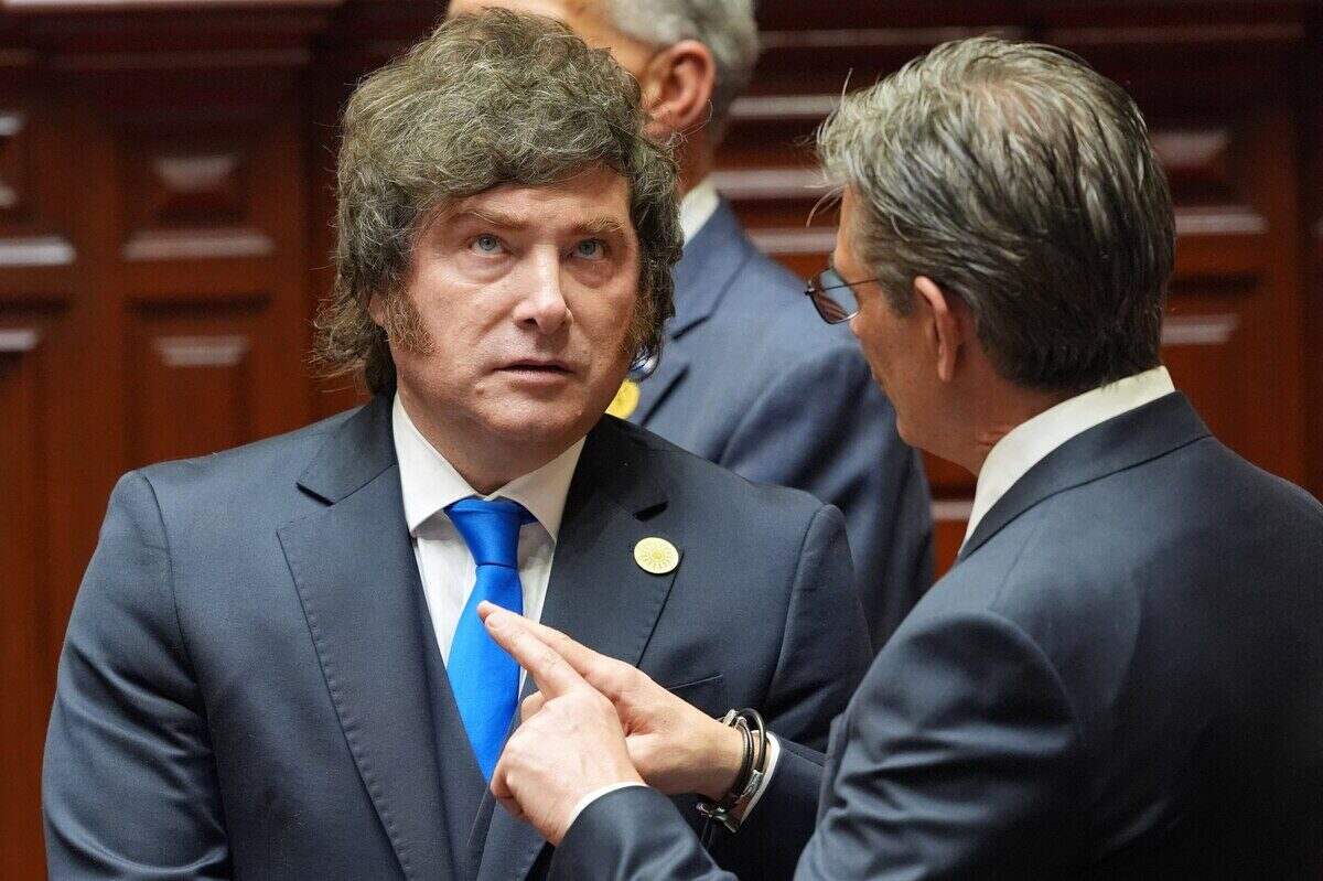 Javier Milei en una conversación durante una sesión del gobierno argentino