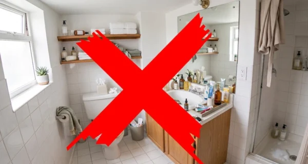 Espejo con armario integrado en un baño moderno