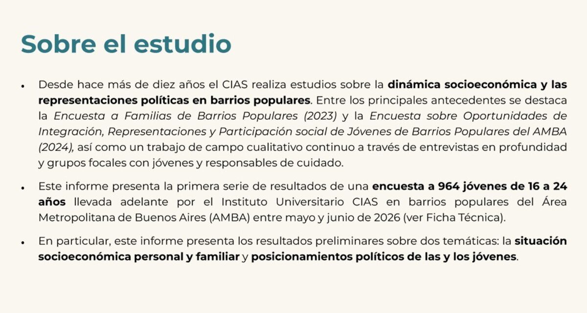Infografía sobre el estudio de jóvenes en barrios populares del AMBA