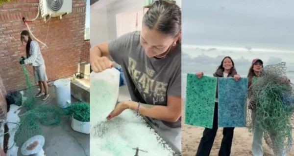 Emprendedoras de Mar del Plata reciclando redes de pesca