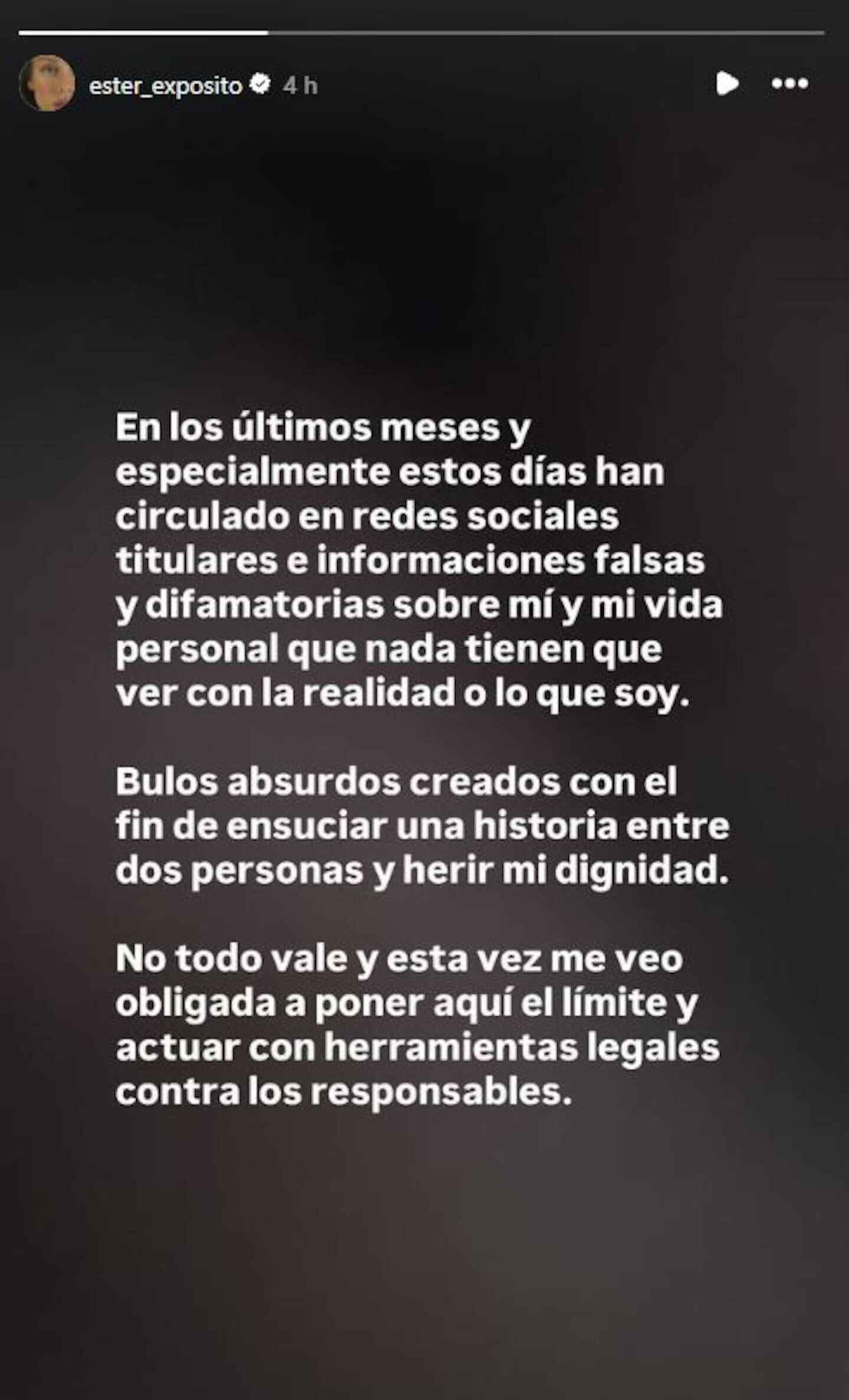 Comunicado de Ester Expósito desmintiendo rumores sobre su relación con Kylian Mbappé