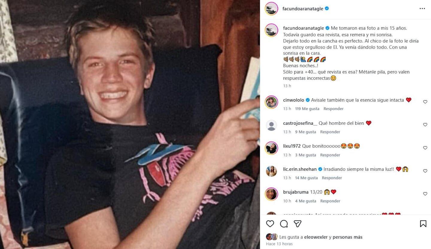 Facundo Arana de 15 años sonríe en una foto de su adolescencia