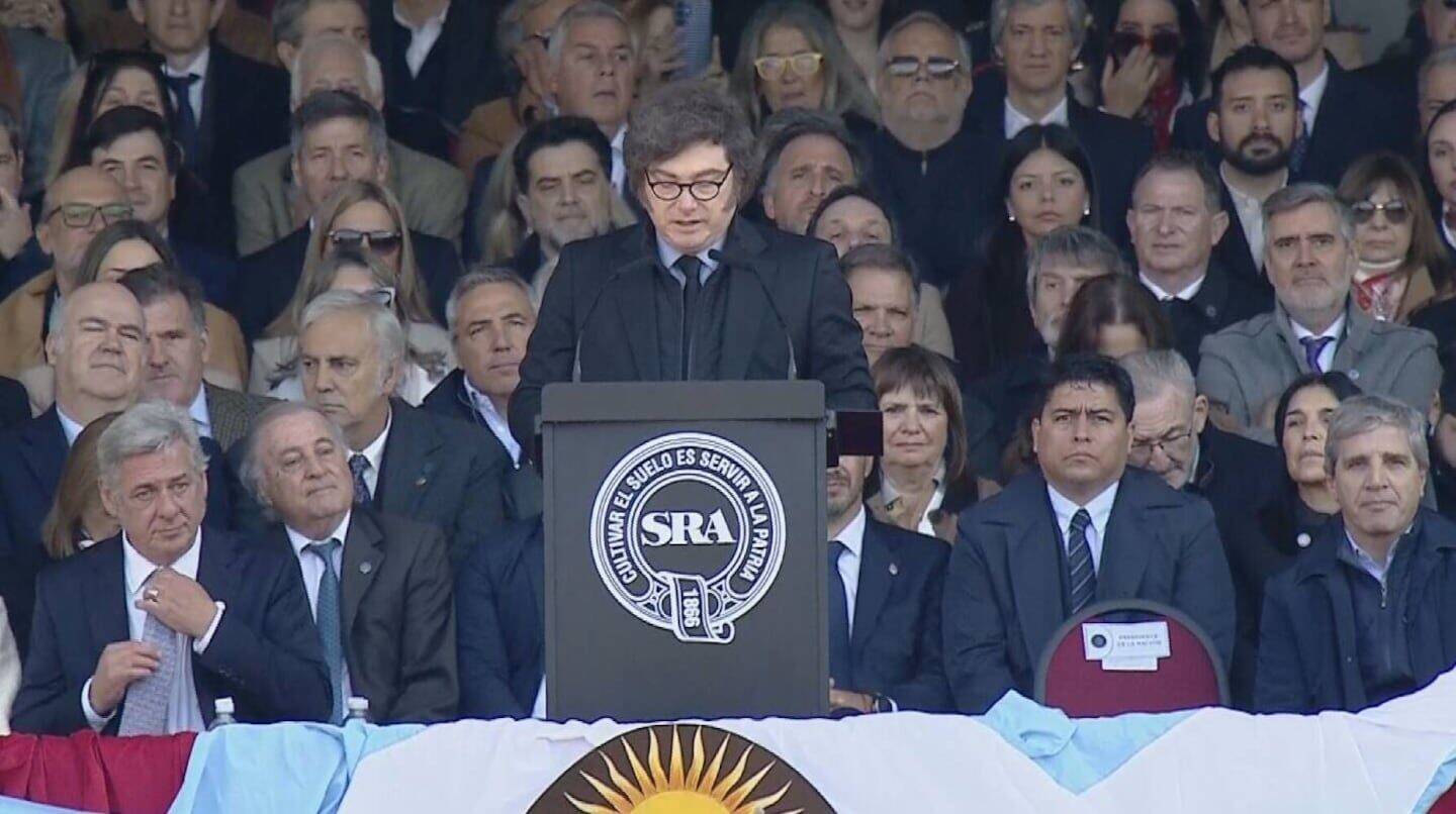 José Luis Volando, vicepresidente de la Federación Agraria, habla en la Exposición Rural de Palermo
