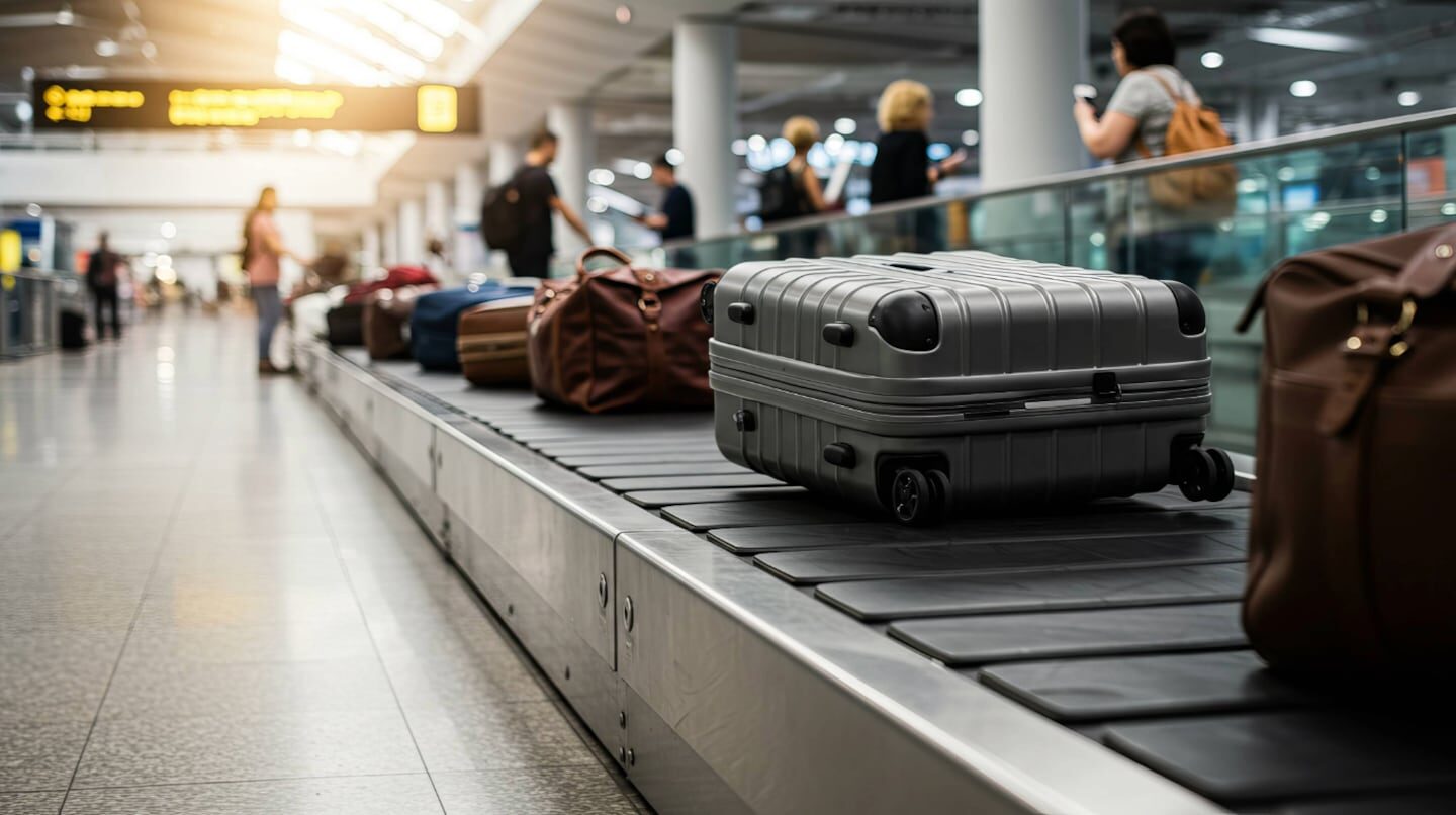 Maletas en la cinta transportadora de un aeropuerto