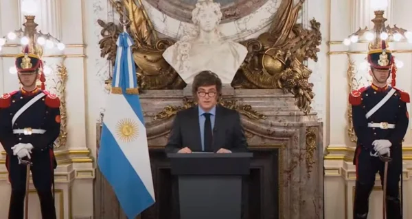 Javier Milei en cadena nacional desde la Casa Rosada