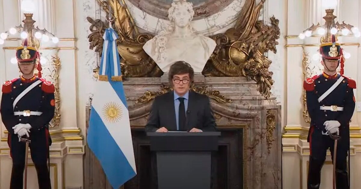 Javier Milei en cadena nacional desde la Casa Rosada