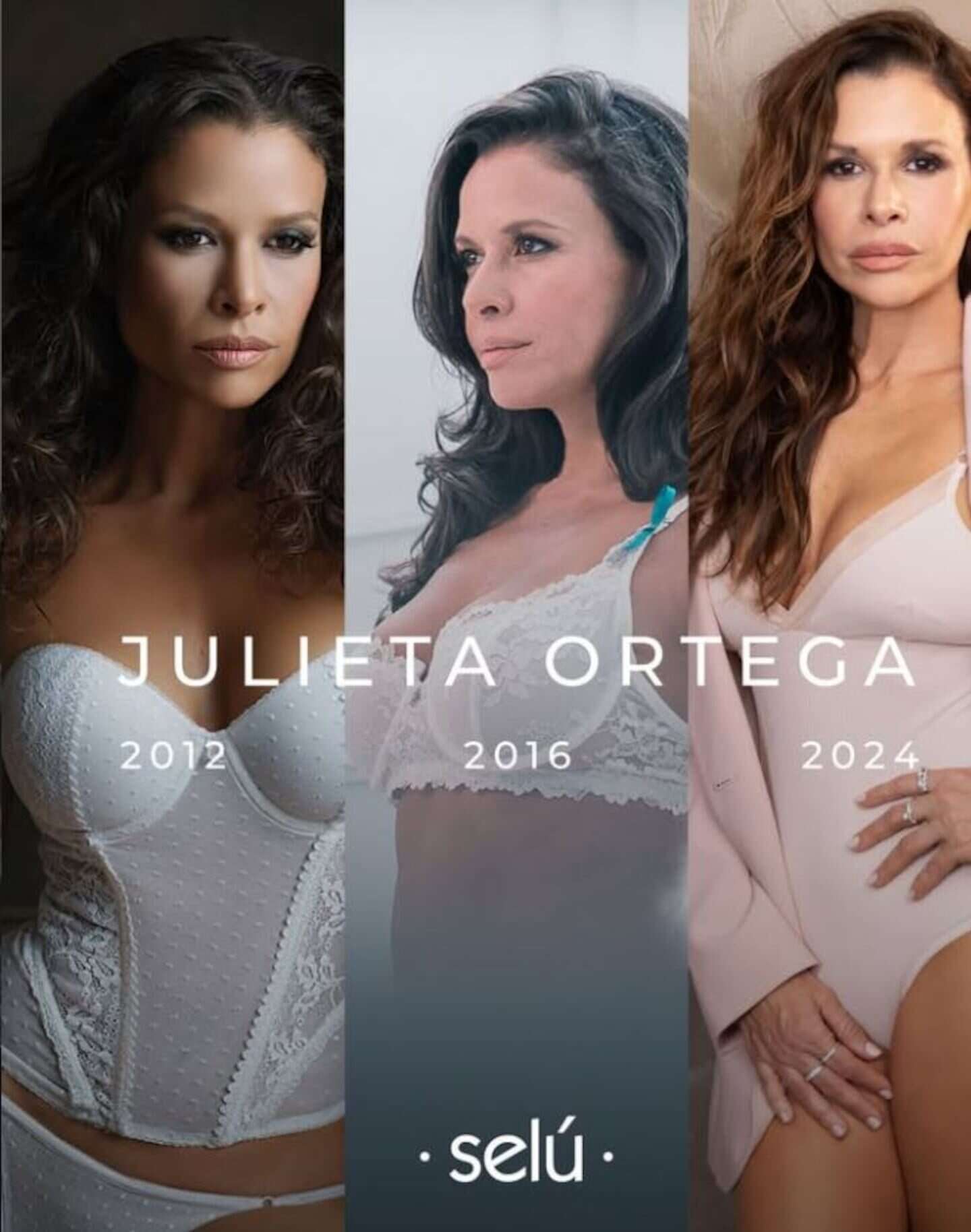 Julieta Ortega en campañas de lencería de 2012, 2016 y 2024