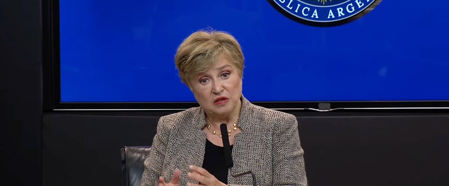 Kristalina Georgieva del FMI durante una conferencia sobre la economía argentina