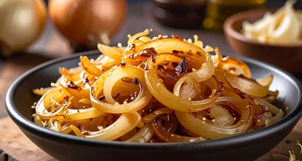 Cebolla morada en una tabla de cortar