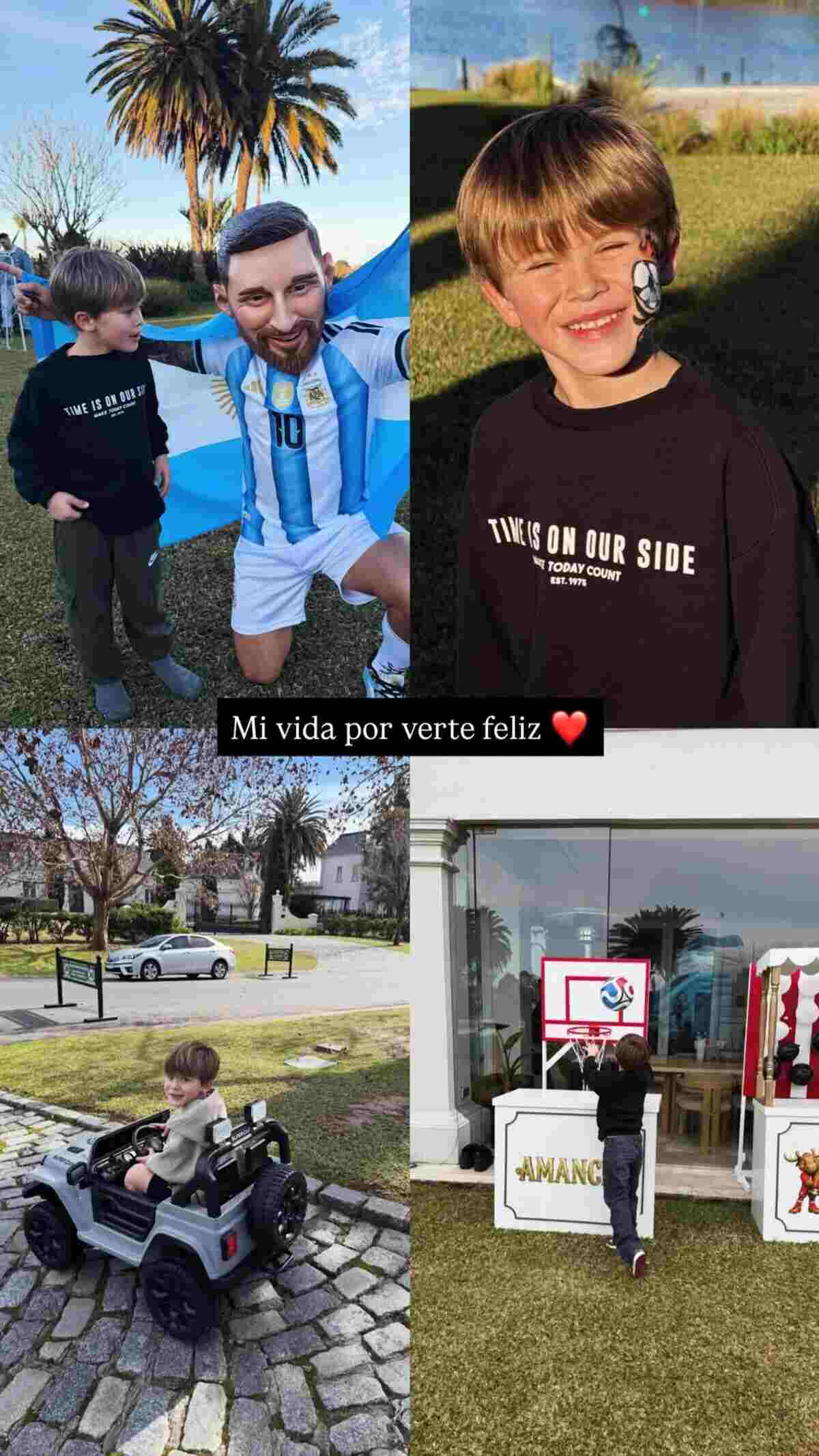 Amancio Vicuña celebra su cumpleaños con temática de la Selección Argentina junto a un inflable y decoraciones celeste y blanca