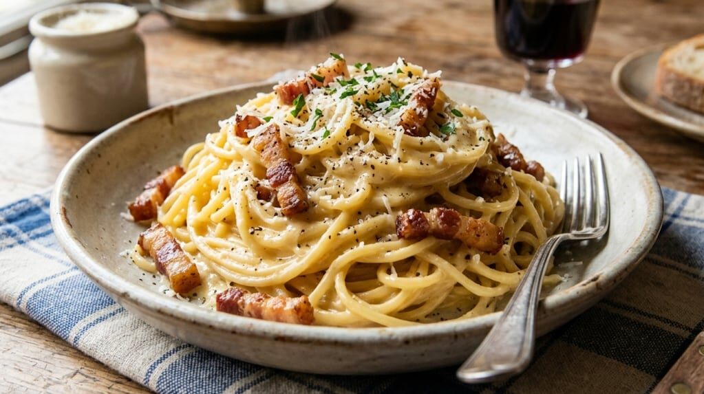 Pasta cocinándose en salsa italiana