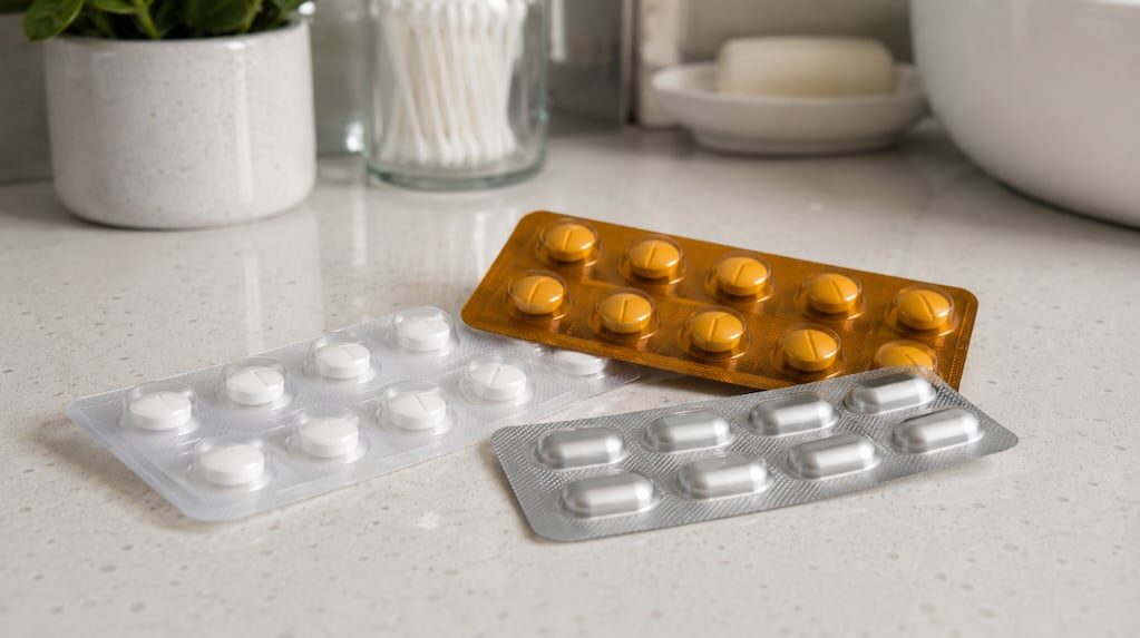 Blísteres de medicamentos de diferentes colores