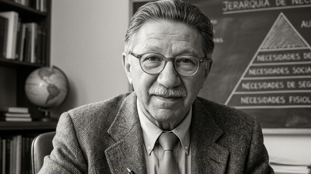 Abraham Maslow en una ilustración sobre psicología