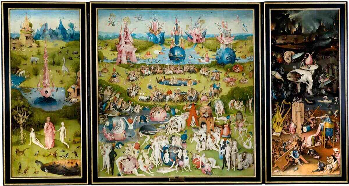 Obra de arte que representa diversas criaturas y escenas de la Edad Media