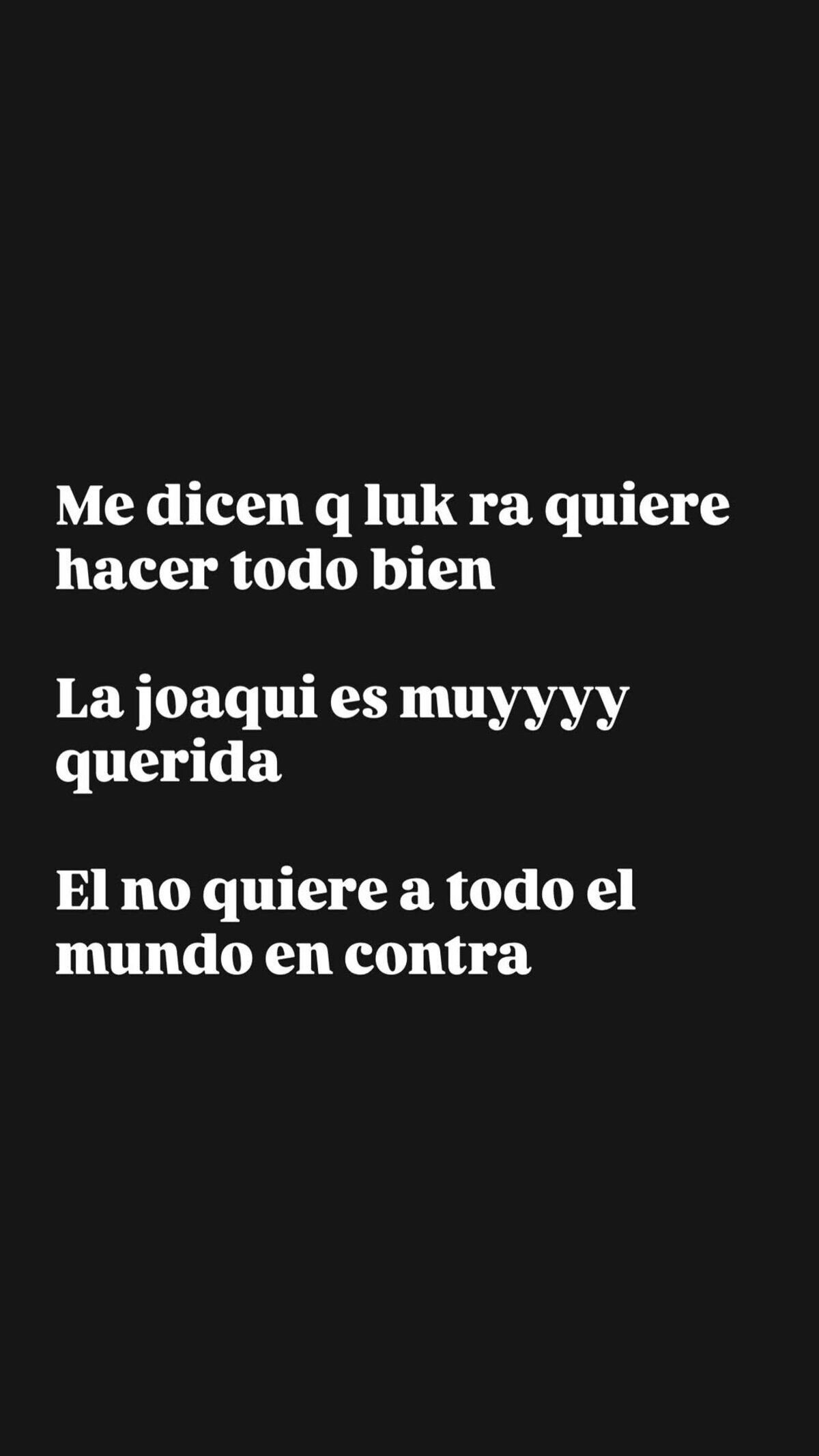 Texto sobre la separación de La Joaqui y Luck Ra en redes sociales