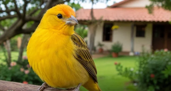 Jilgueros cantando en un jardín argentino