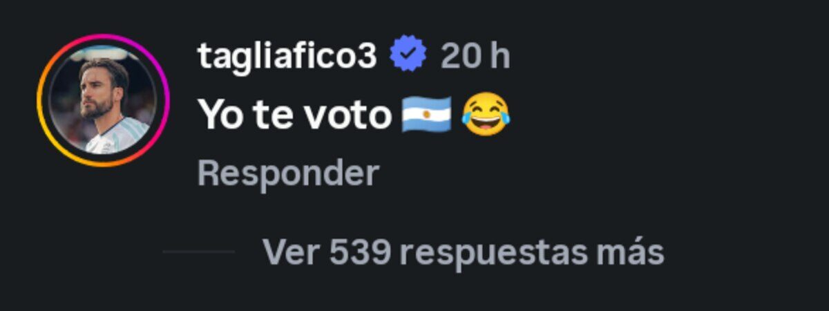 Comentario de Nicolás Tagliafico en la publicación de Lisandro Martínez tras el Mundial 2026