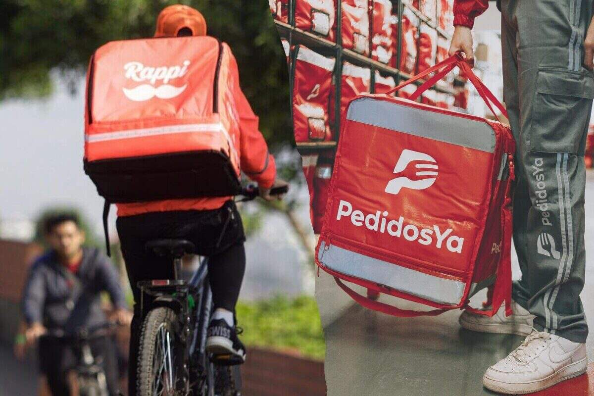 Repartidores de delivery de Rappi y PedidosYa en acción en la ciudad