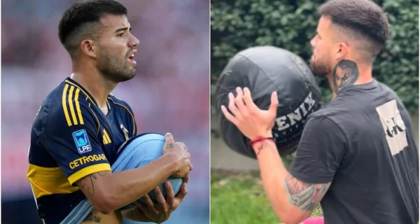 Marcelo Weigandt entrenando con ropa de Gimnasia