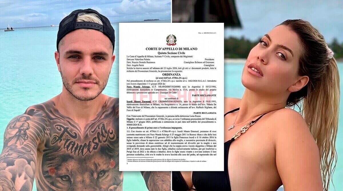 Mauro Icardi y Wanda Nara junto a un documento legal en la playa