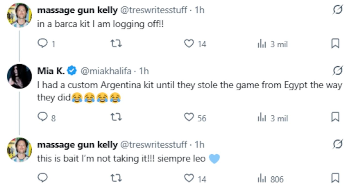 Mia Khalifa critica a la Selección Argentina en Twitter