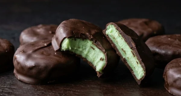 Mentitas bañadas en chocolate listas para servir