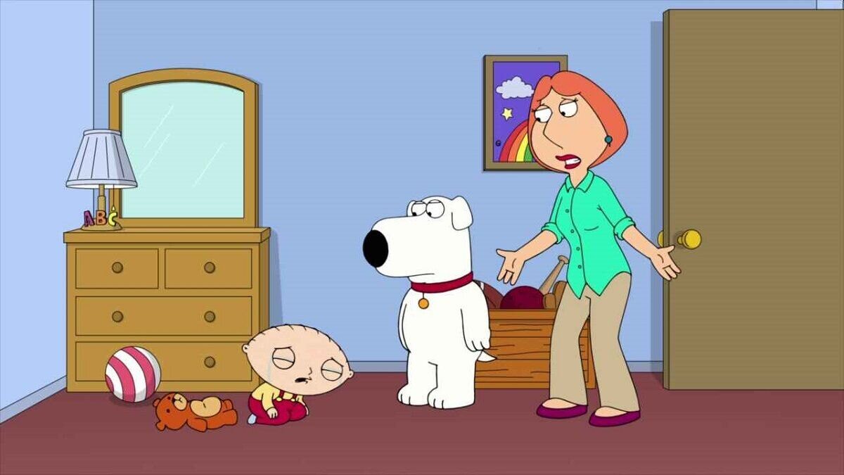 Stewie Griffin y Brian en la habitación de Stewie en un episodio de Padre de Familia