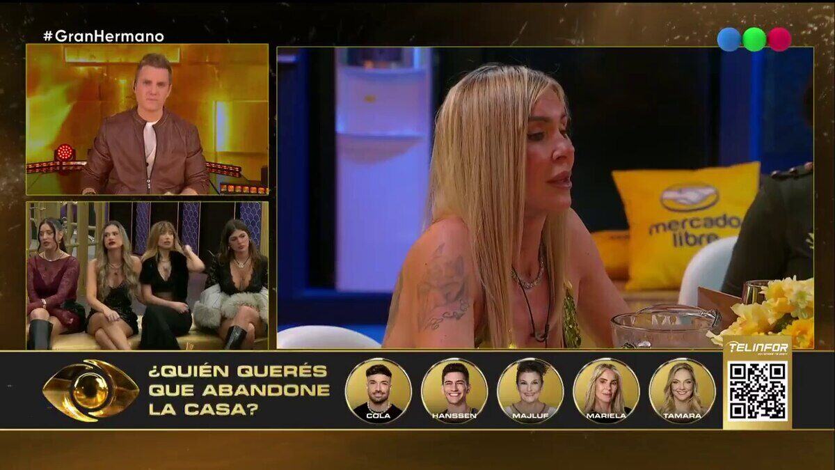 Mariela discutiendo con Cola durante la cena de nominados en Gran Hermano
