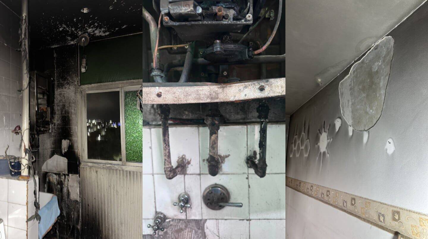 Interior de un departamento dañado por incendio en Wilde